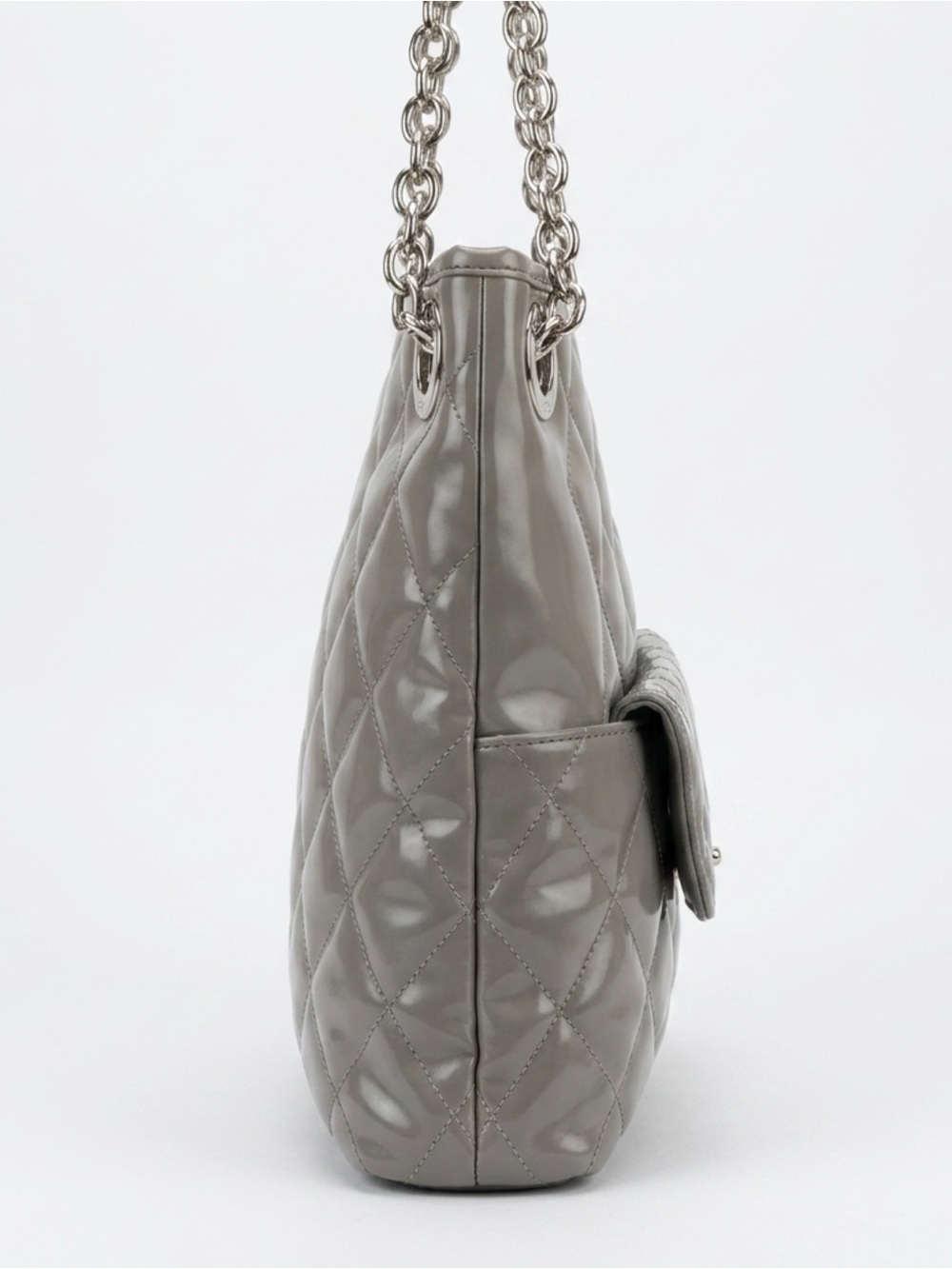 Coach Quilted Patent Leather Tote in Taupe Gray - Picture 3 of 7